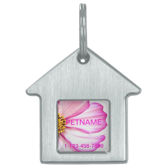 Pink Floral Pet Tag (Front)