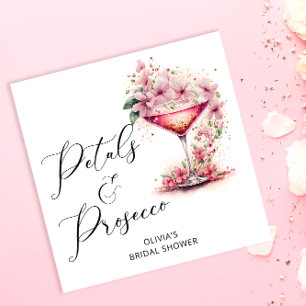 Pink Floral Petals and Prosecco Bridal Napkin