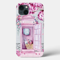 Pink Floral Phone Booth Personalised