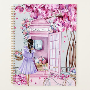 Pink Floral Phone Booth Planner
