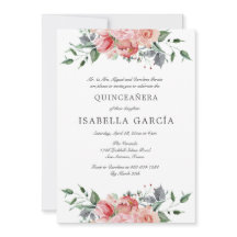 Pink Floral Photo Bible Verse Quinceañera