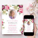 Pink Floral | Photo Birthday Invitation<br><div class="desc">Looking for a charming invitation for your upcoming birthday bash? Look no further than our pretty pink floral invitation! With a lovely design featuring delicate pink flowers and an elegant script font, this customisable invitation is sure to set the perfect tone for your celebration. And with the ability to instantly...</div>