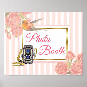 Pink Floral Photo Booth Wedding Sign Poster