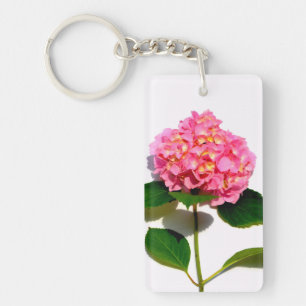 Pink floral photo pink hydrangea key ring