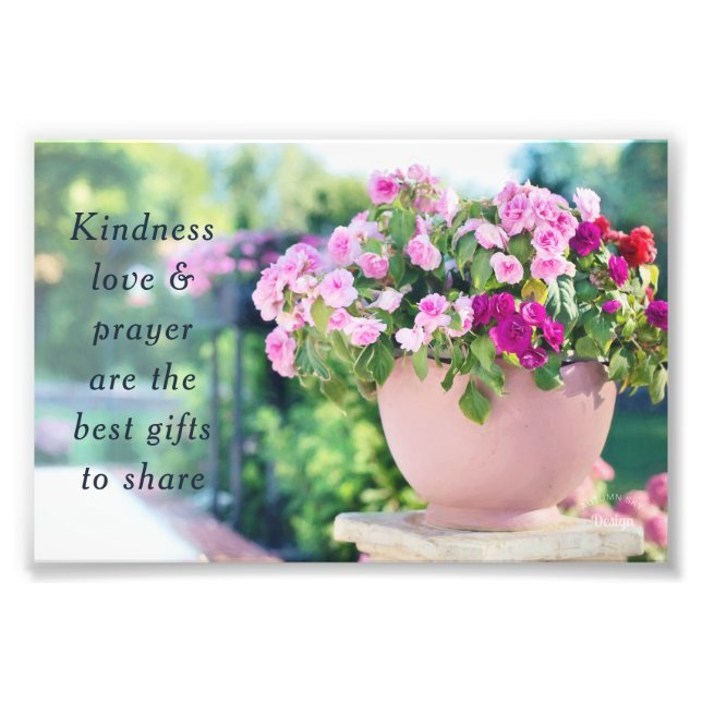 Pink Floral Photography Kindness Quote Photo Print (Front)