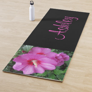 Pink Floral Photography Name   Yoga Mat