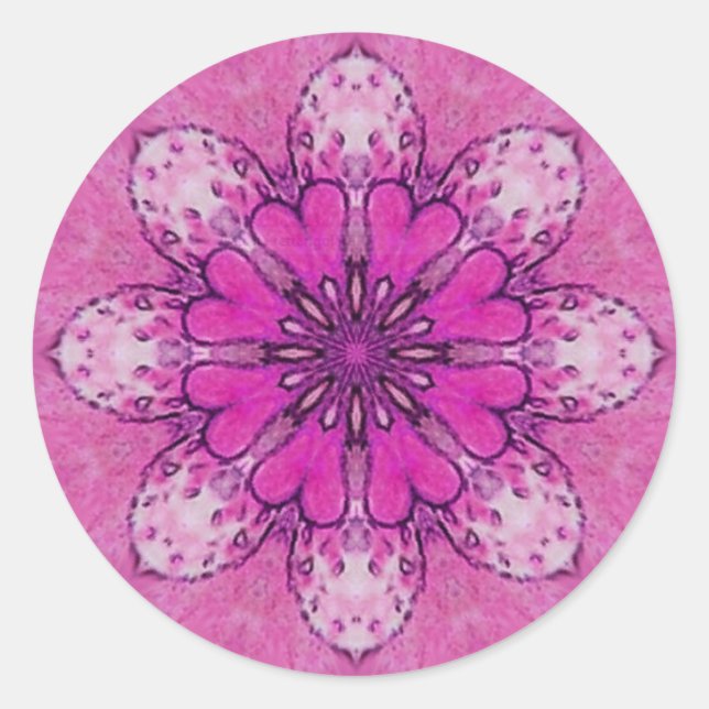 PINK FLORAL  pink violet purple white Classic Round Sticker (Front)