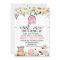 Pink Floral Plaid Farm Animal Birthday Invitation