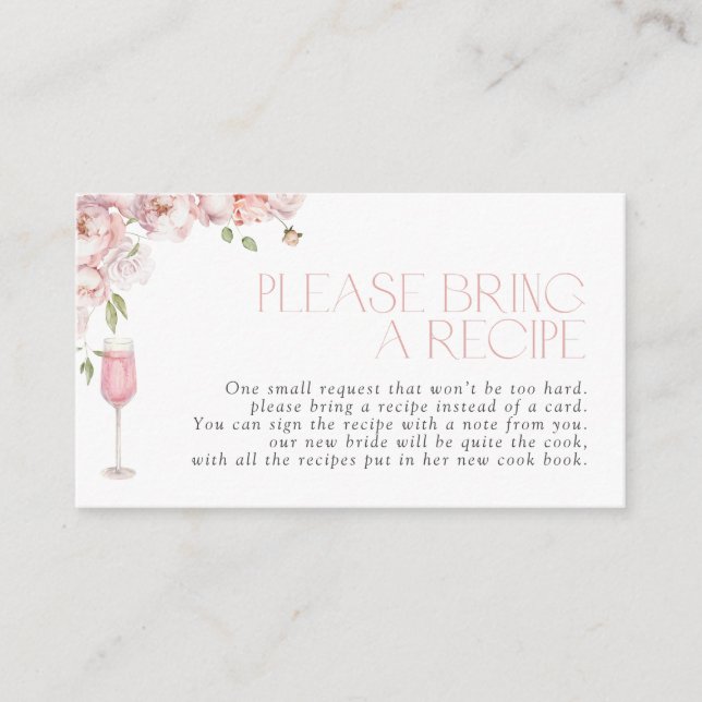 Pink Floral Please Bring A Recipe Enclosure Card (Front)