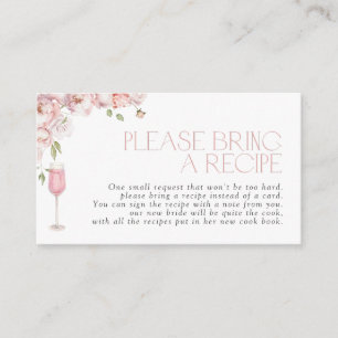 Pink Floral Please Bring A Recipe Enclosure Card