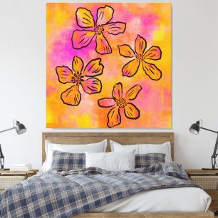 Pink Floral Pop Canvas Print