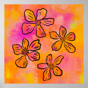 Pink Floral Pop Poster