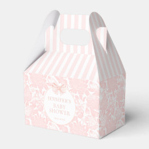 Pink floral preppy bow baby girl shower favour box