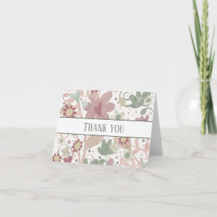 Pink Floral Pretty Elegant Inspirivity Wedding  Thank You Card