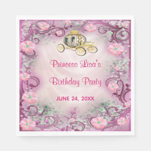Pink Floral Princess Enchanted Birthday Napkin