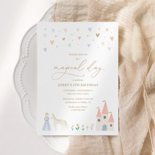 Pink Floral Princess Girl Birthday Party Invitation (Creator Uploaded)