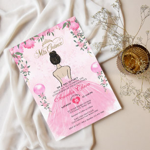 Pink Floral Princess Mis Quince Quinceañera Invitation