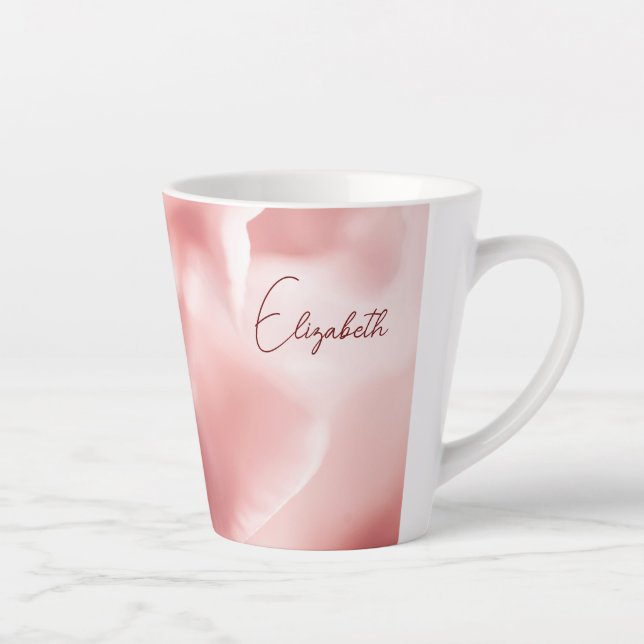 Pink Floral Print Small Latte Mug (Right)
