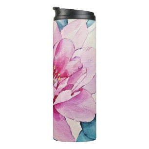 Pink floral printed thermal tumbler