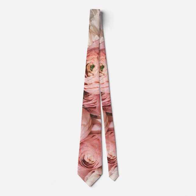 Pink Floral Professional Flowers Pattern Tie (Front)