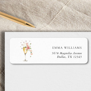 Pink Floral Prosecco Bridal Shower Return Address