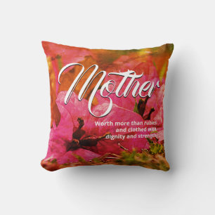Pink Floral PROVERBS 31Christian Mum Cushion