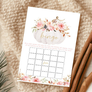 Pink Floral Pumpkin Baby Shower Bingo Game