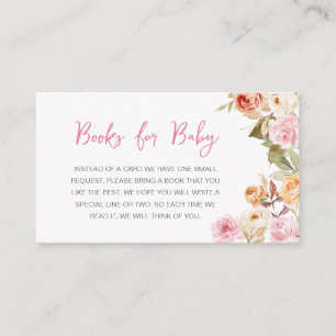 Pink Floral Pumpkin Baby Shower Books for Baby Enclosure Card