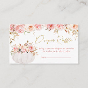 Pink Floral Pumpkin Baby Shower Diaper Raffle Enclosure Card