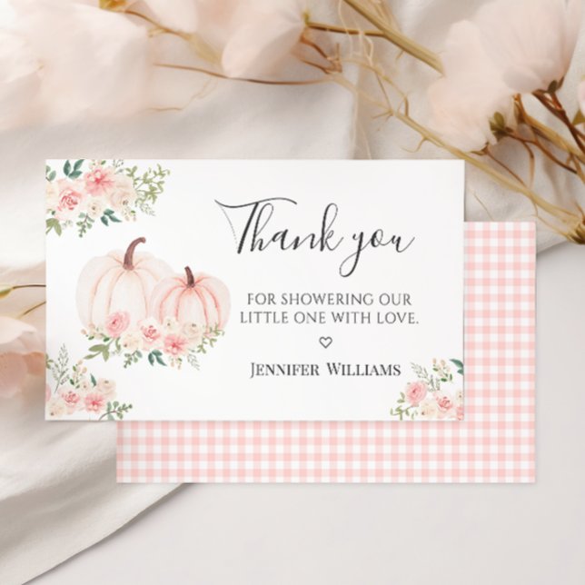 Pink Floral Pumpkin Baby Shower Thank You cards (Creator Uploaded)