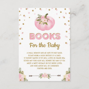 Pink Floral Pumpkin Bring a Book Card Fall Baby