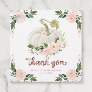 Pink Floral Pumpkin Fall Baby Shower Thank You Fav Favour Tags