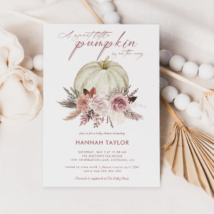 Pink Floral Pumpkin Girl Baby Shower Invitation