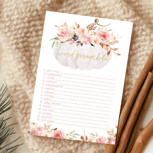 Pink Floral Pumpkin Word Scramble Game