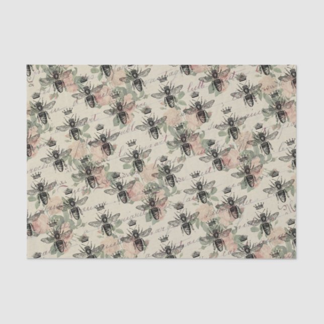 Pink Floral Queen Bee Tissue Paper (Front)