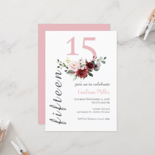 Pink Floral Quinceañera Invitation