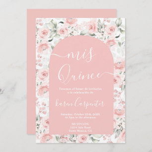 Pink Floral Quinceanera Invitation