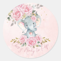 Pink Floral Ready to Pop Elephant Baby Shower 