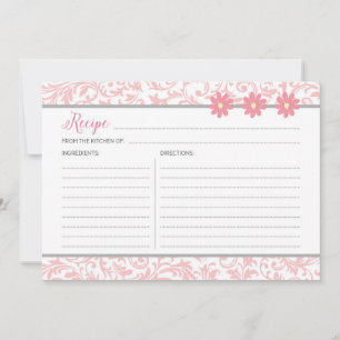 Pink Floral Recipe Card