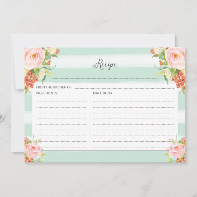 Pink Floral Recipe Card (Front)