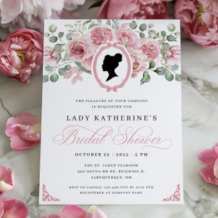 Pink Floral Regency Era Bridal Shower Invitation