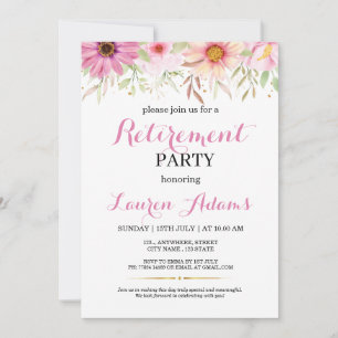 Pink Floral Retirement Party Invitation