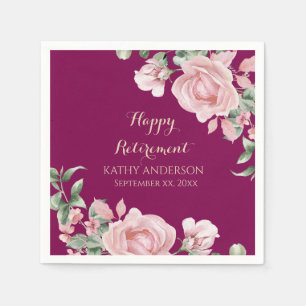 Pink Floral Retirement Party Napkin