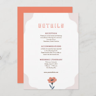 Pink Floral Retro Wedding Enclosure card