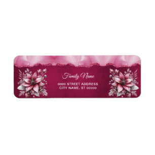Pink Floral Return Address Label