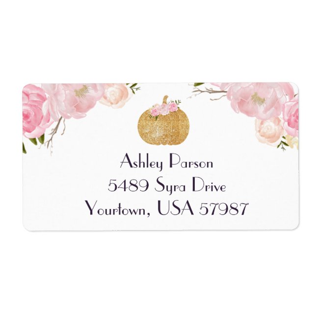 pink Floral return address label (Front)