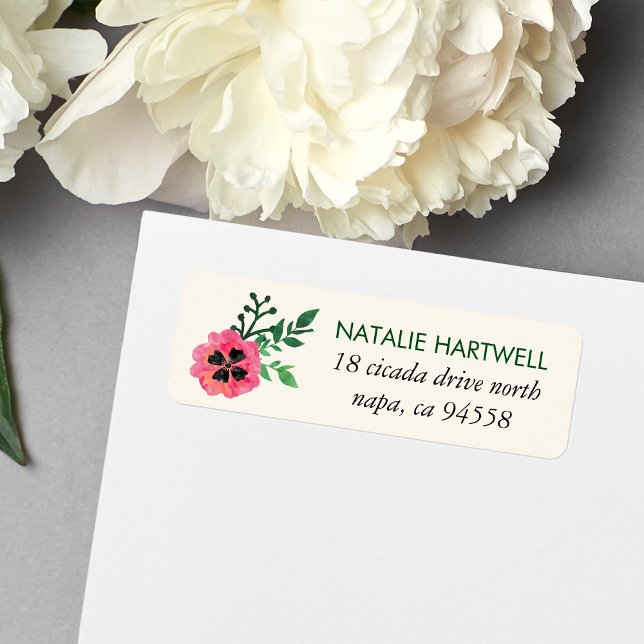 Pink Floral Return Address Labels (Creator Uploaded)