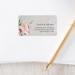 Pink Floral Return Address Labels | Botanical