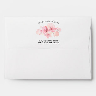 Pink Floral Return Address Wedding Envelope