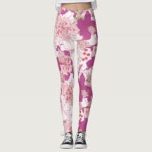 Pink Floral Rhododendron Leggings